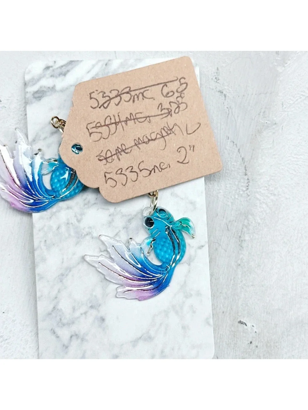 5335mc. Plastic Fish Earrings Teal